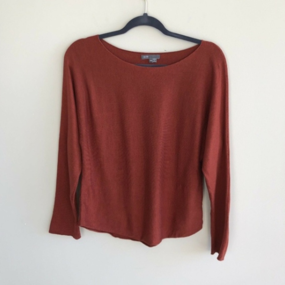 Vince burnt orange rust long sleeve sweater